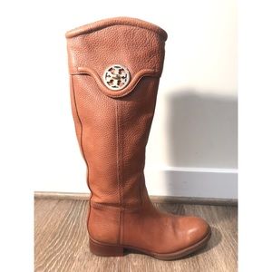 Tory Burch Selma Tan Leather Riding Boots Sz 7